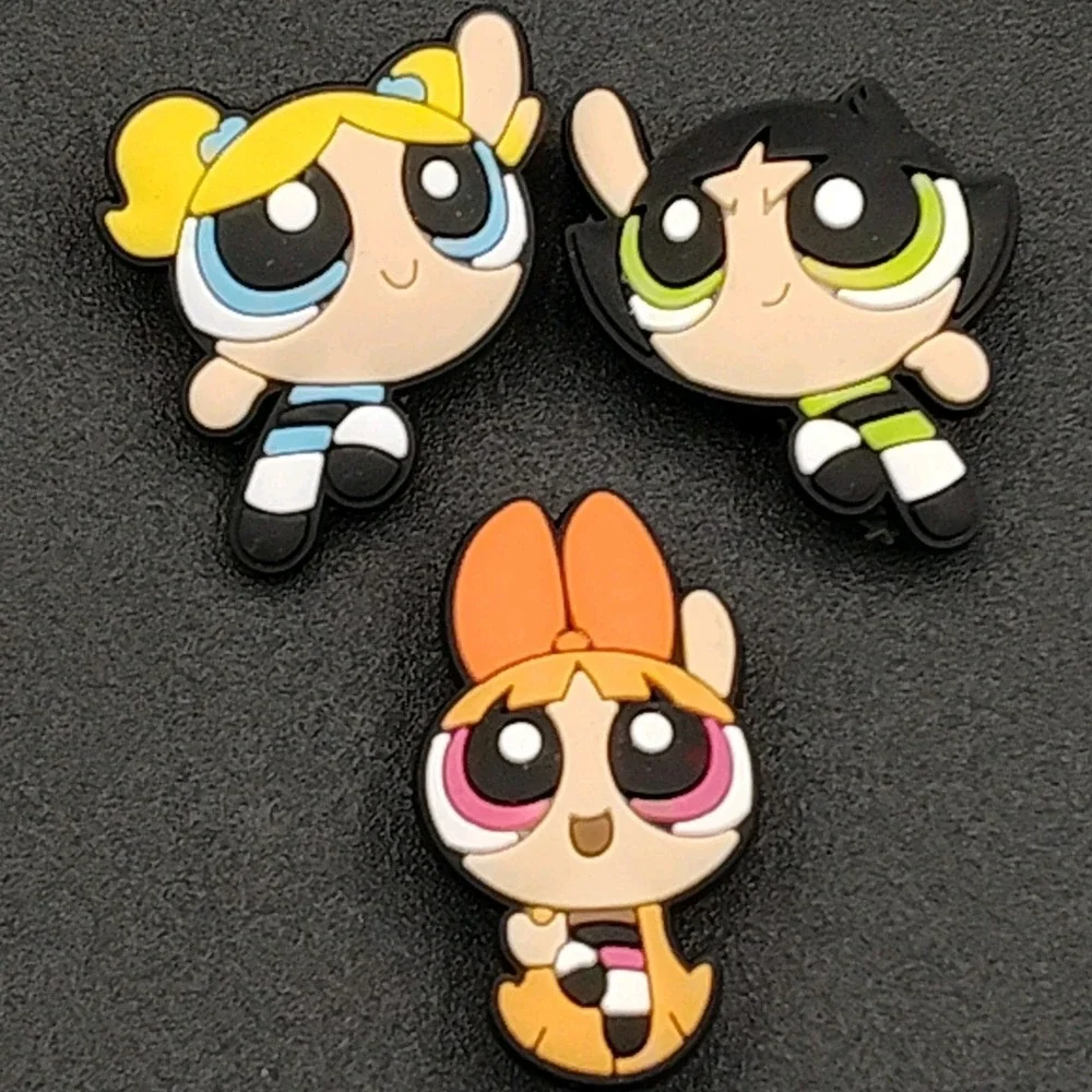 Set-3 Shoe Charms Powerpuff Girl Blossom Bubbles Buttercup Wristband B32.1GA3466
